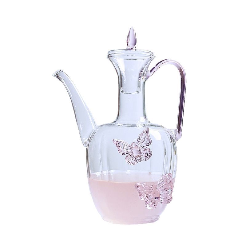 ผีเสื้อชาแก้วไวน์แดงแก้ว Borosilicate แก้ว