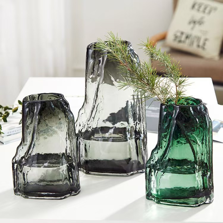 แจกันแก้วประดับหินเทียมสไตล์จีน