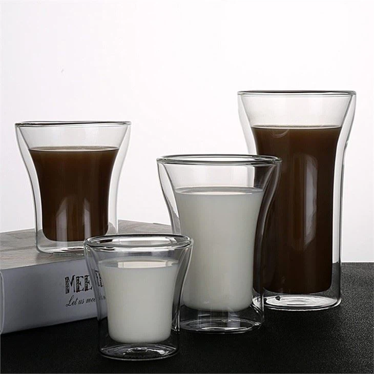 ถ้วยกาแฟแก้วสองชั้น Borosilicate สูง