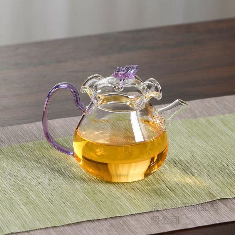 ใหม่กาน้ำชาดอกไม้ผีเสื้อแก้ว borosilicate สูง